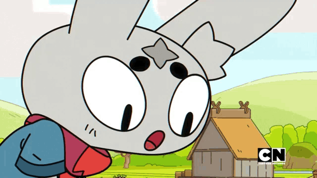a cartoon of a rabbit with a star on its head and the cn logo