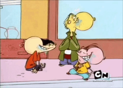 a group of cartoon characters are standing next to each other with cn written on the bottom of the screen .