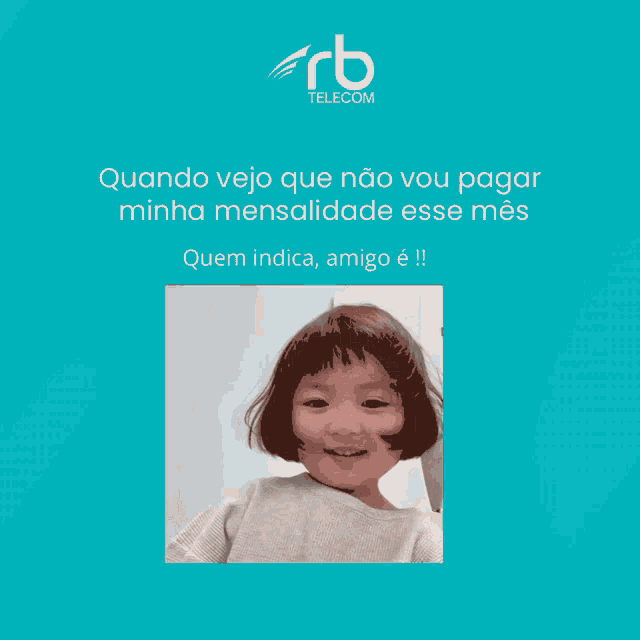 an ad for rb telecom has a picture of a little girl
