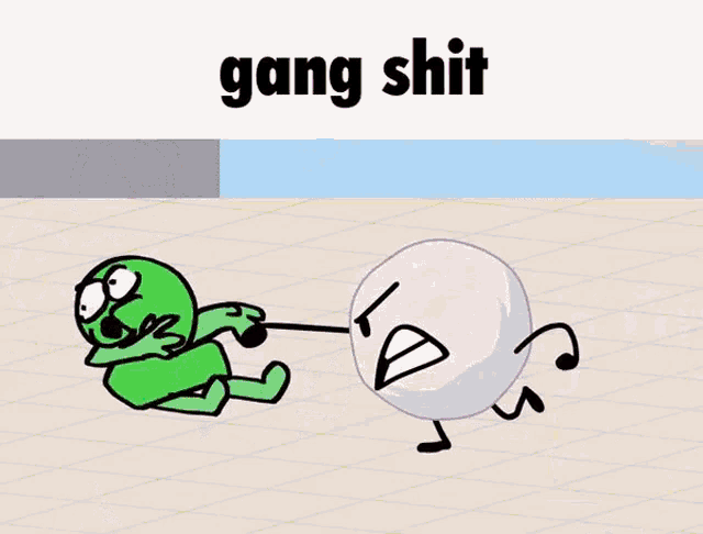 a group of cartoon characters with the words gang shit written above them