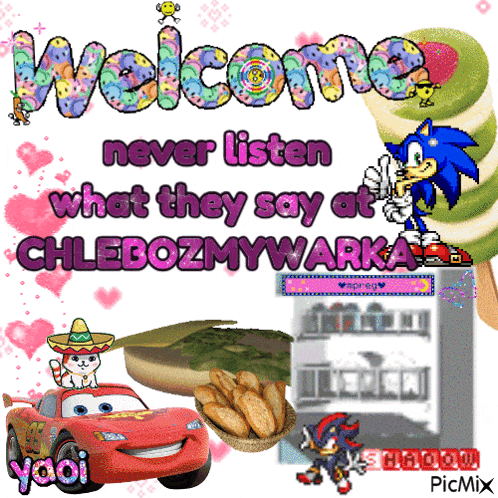 a cartoon says welcome never listen what they say at chlebozmywarka
