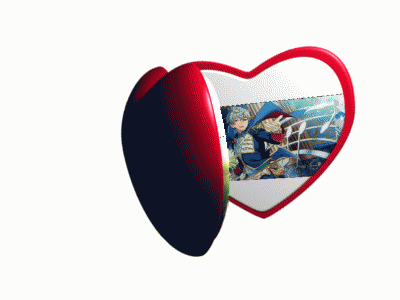 a pair of heart shaped mirrors with a picture of a man and woman on them