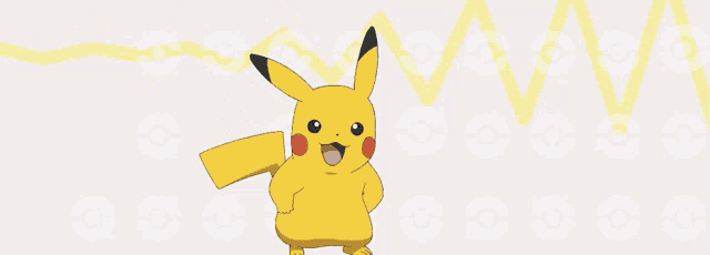 a group of cartoon characters are standing next to each other including pikachu