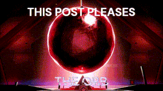 a red ball with the words this post pleases the orb