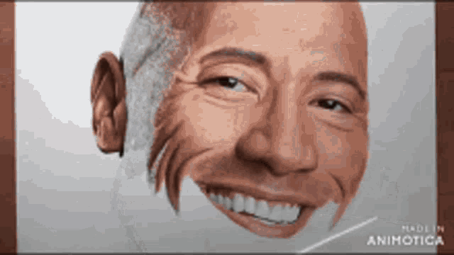 a drawing of a man 's face with the words made in animotiga below it