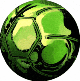 a green soccer ball with a black border
