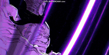 a black and white drawing of a person with a purple light behind them