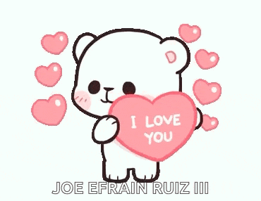 a white teddy bear is holding a pink heart that says `` i love you '' surrounded by pink hearts .