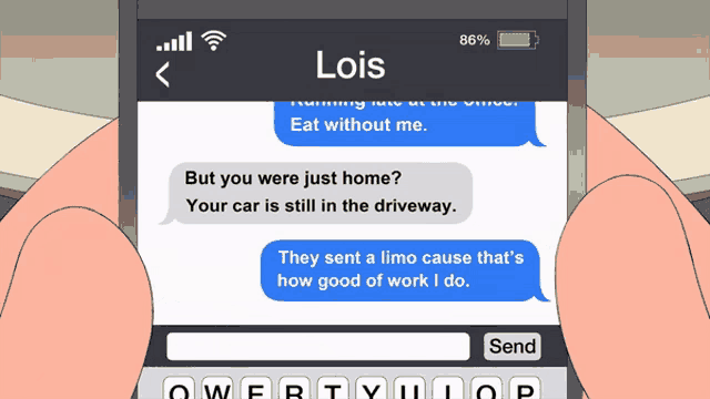 a person is holding a cellphone with a text message from lois