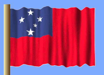 a red and blue flag with white stars