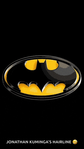 a batman logo on a black background with jonathan kuminga 's hairline