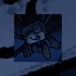 a pixel art drawing of a cube with a face