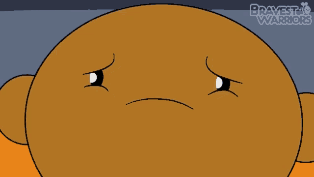a cartoon character with a sad look on his face and the words bravest warriors on the bottom