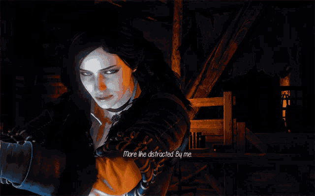 a woman in a video game is talking about being distracted