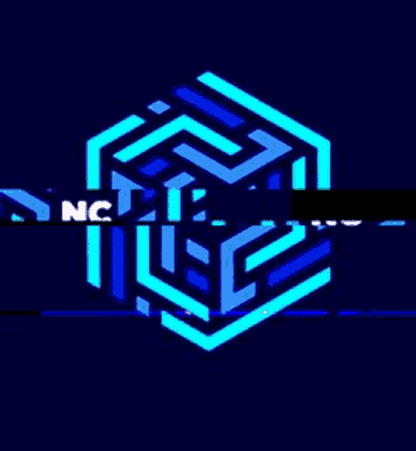 a blue cube with the word nc on the top