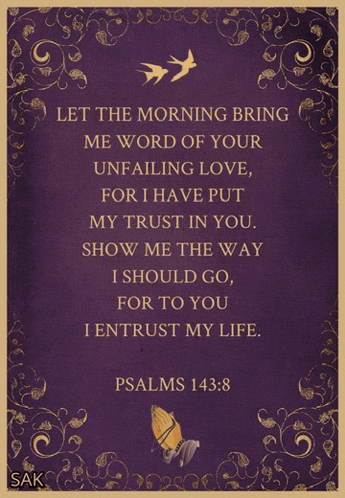 a purple poster with a psalm on it