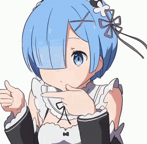 a drawing of a girl with blue hair and a purple flower in her hair