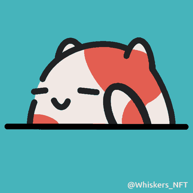 a cartoon of a cat with the name whiskers_nft on the bottom right