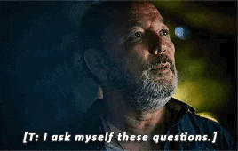 a man with a beard is saying `` i ask myself these questions '' .