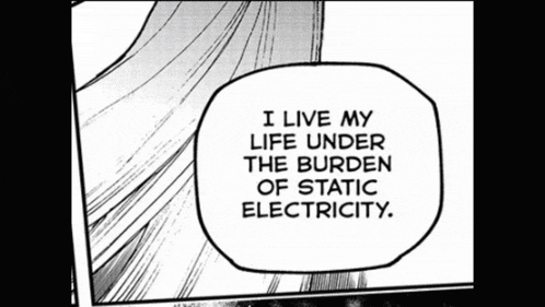 a black and white image of a person talking about static electricity .