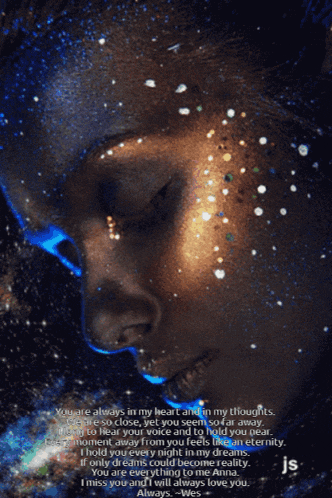 a woman with glow in the dark paint on her face has a poem written on it