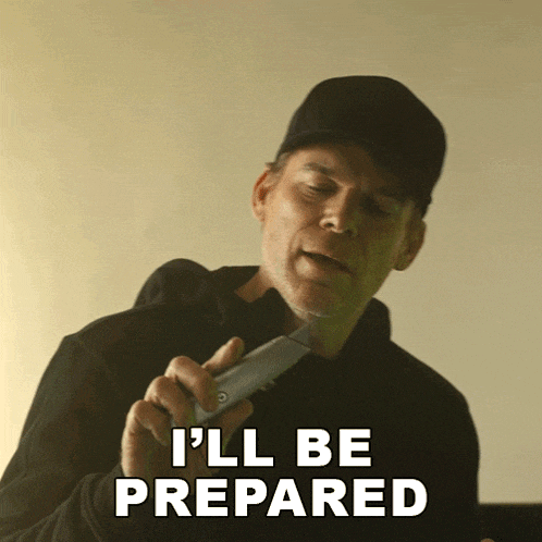 a man is holding a shaver and saying i 'll be prepared