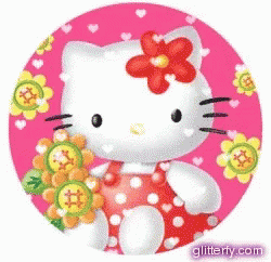 a picture of a hello kitty with a flower on her head