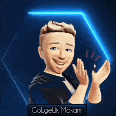 a cartoon of a man clapping with the name golgelk makami on the bottom