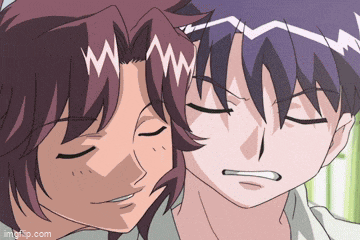 a couple of anime characters with their eyes closed and the url imgflip.com