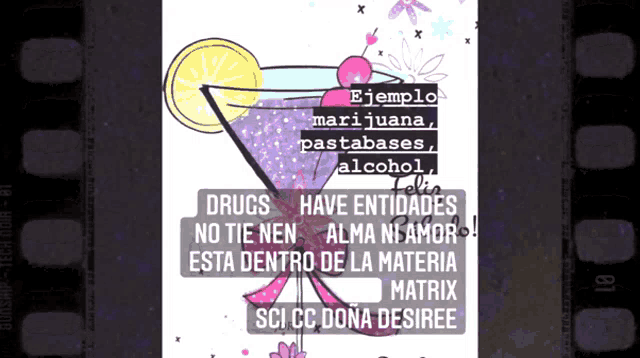a poster that says drugs have entidades on it