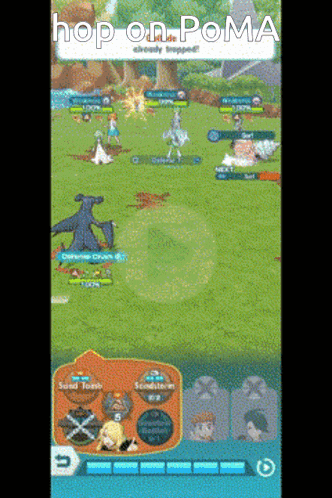 a screenshot of a game that says hop on poma on the bottom