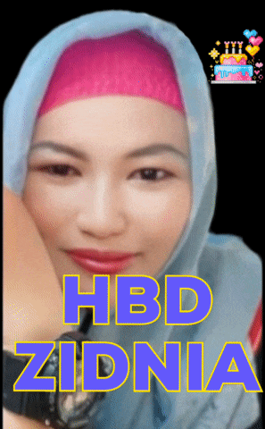 a picture of a woman with the words hbd zidnia behind her
