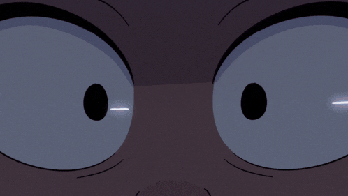 a close up of a cartoon character 's face with sweat coming out of her nose