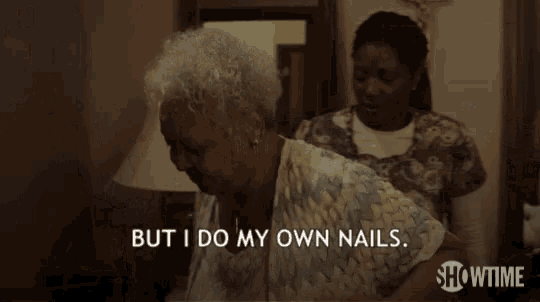 an older woman says i know that 's why we going in a showtime ad