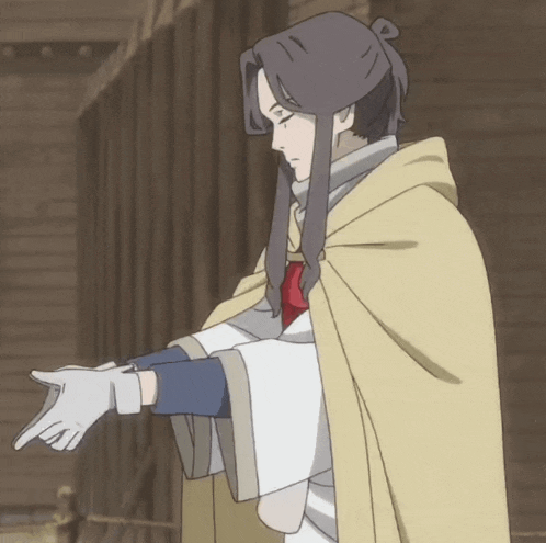 a man with long hair is wearing a yellow cape