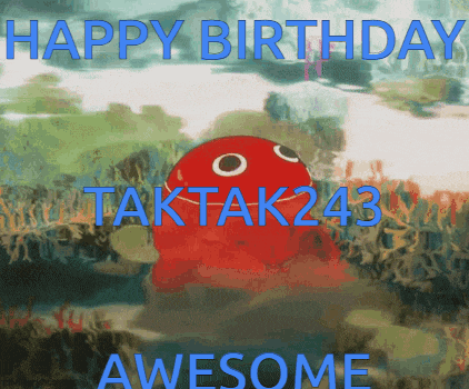 a happy birthday taktak243 awesome greeting card with a red ball