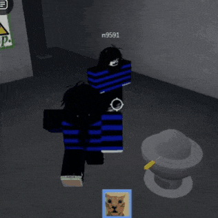 a person in a blue and black striped shirt with the name n9591 on it