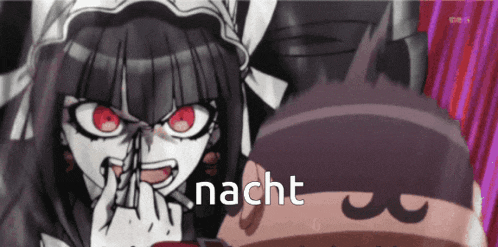 a picture of a cartoon character with the word nacht on the bottom