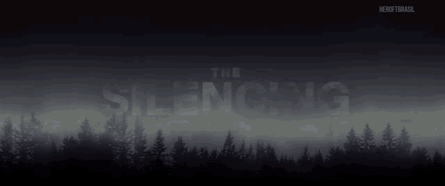 a foggy forest with the words the silencing visible