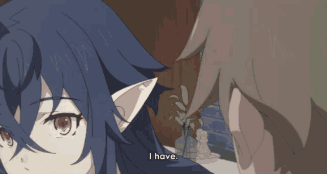 a cartoon character says i have while looking at another character