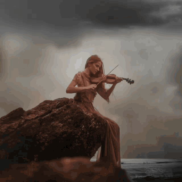 Girl With Violin Thunder GIF - Girl With Violin Thunder GIFs