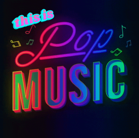 neon sign that says " this is pop music " on a dark background