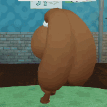 a cartoon bunny is standing on a green rug