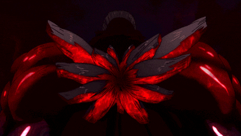 a drawing of a flower that is glowing red in the dark