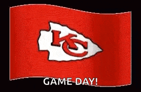 a red flag with a chiefs logo on it