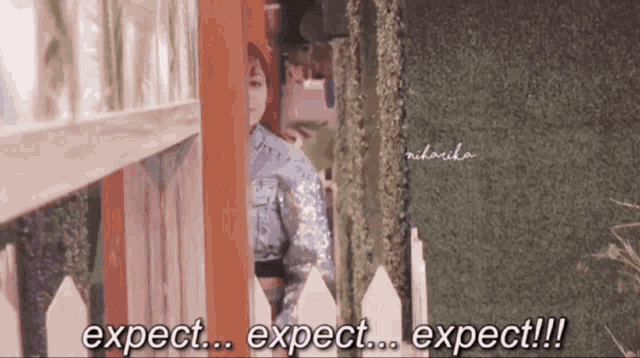 a person behind a fence says expect expect expect