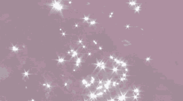 a bunch of white stars are flying in the sky on a pink background .