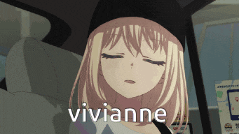 a girl in a car with the name vivianne written on her face