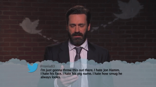 So Much Hate GIF - Jon Hamm Mean Tweets Jimmy Kimmel GIFs