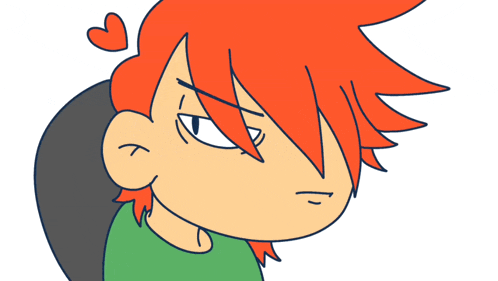 a cartoon of a person with red hair and a heart on their head